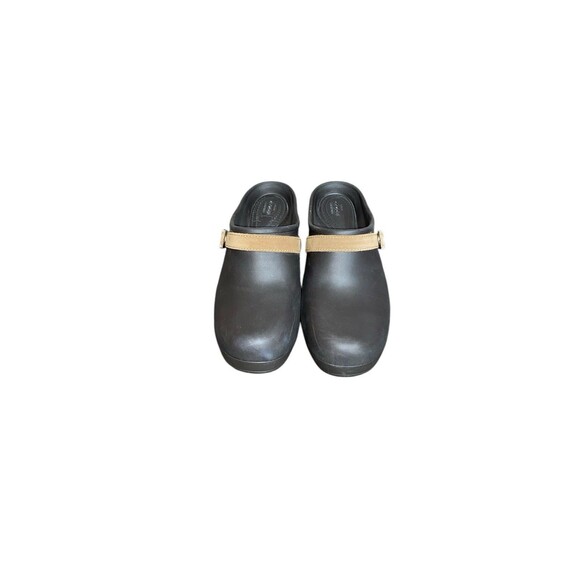 Crocs Women’s Sarah Espresso Brown Suede Leather Belted Slip On Mules Clogs Sz 9 - Picture 3 of 3